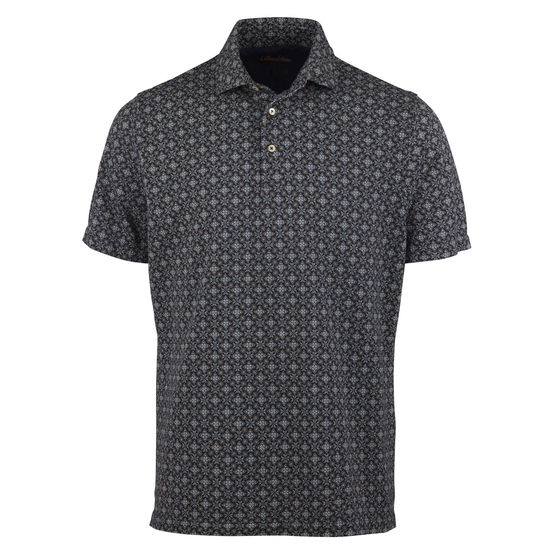 Navy Patterned Polo Shirt