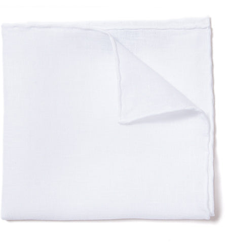 Solid white pocket square - Linen