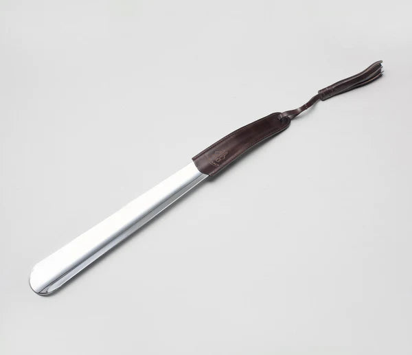 Leather Wrapped Shoe Horn - Nero Fondente